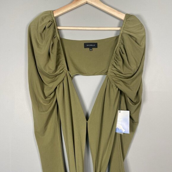 Revolve Majorelle Darla Midi Dress Women's Size S Olive Green Cut Out Party NWT - Picture 1 of 14